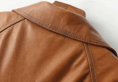 Sheepskin Leather Single-Button Short Trench Jacket The Nichole Collection