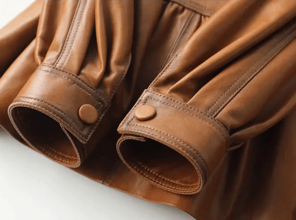 Sheepskin Leather Single-Button Short Trench Jacket The Nichole Collection