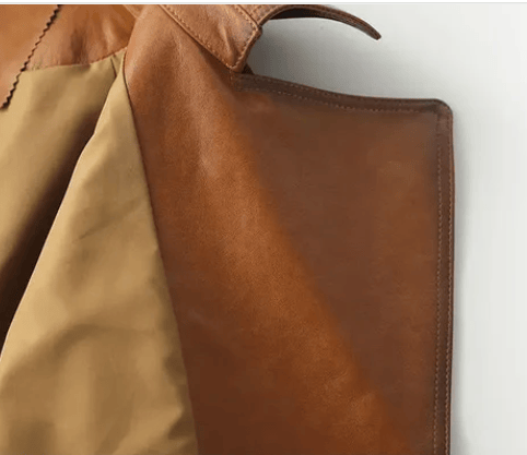 Sheepskin Leather Single-Button Short Trench Jacket The Nichole Collection