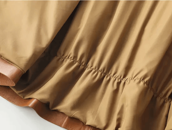 Sheepskin Leather Single-Button Short Trench Jacket The Nichole Collection