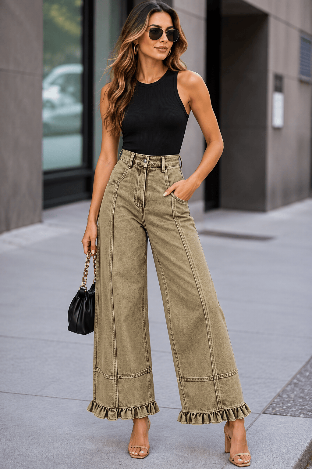 RUFFLE-HEM WIDE-LEG JEANS The Nichole Collection - Official Site