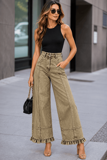 RUFFLE-HEM WIDE-LEG JEANS The Nichole Collection - Official Site