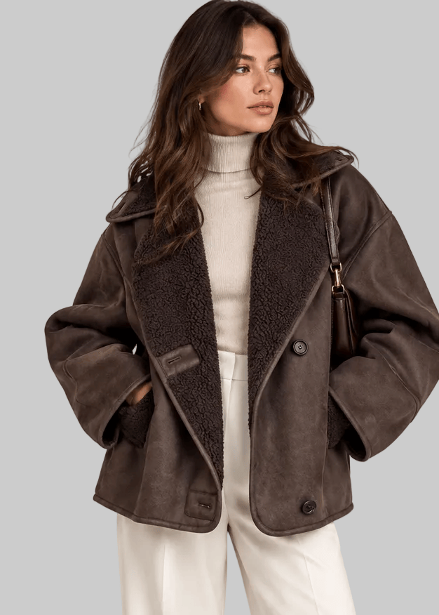 Sherpa-Collar Dropped-Shoulder Jacket The Nichole Collection