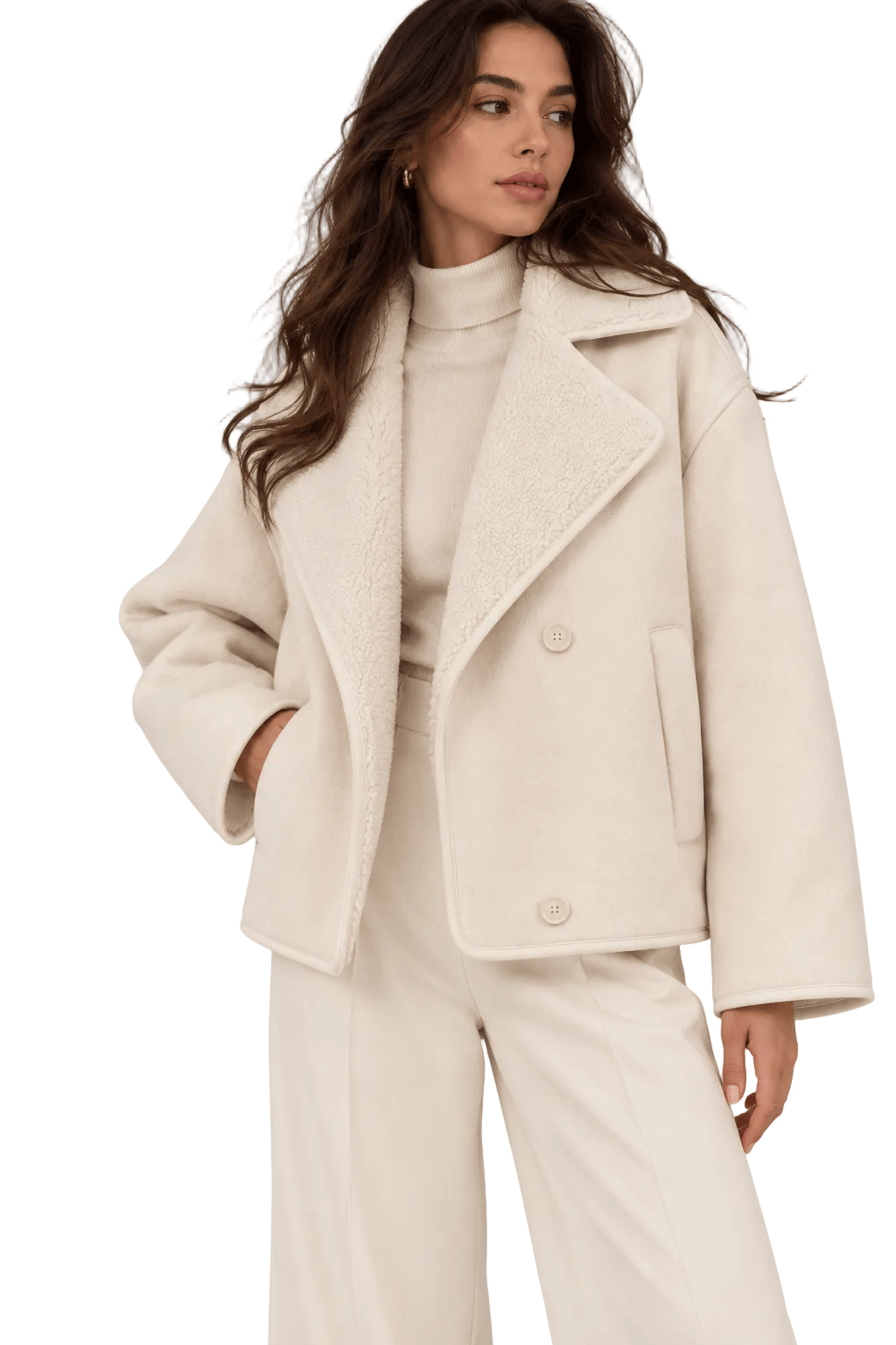 Sherpa-Collar Dropped-Shoulder Jacket The Nichole Collection