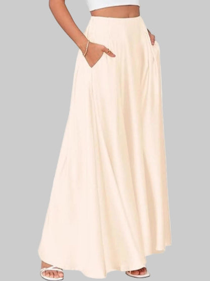 A-Line Maxi Skirt with Pockets Apricot / S The Nichole Collection