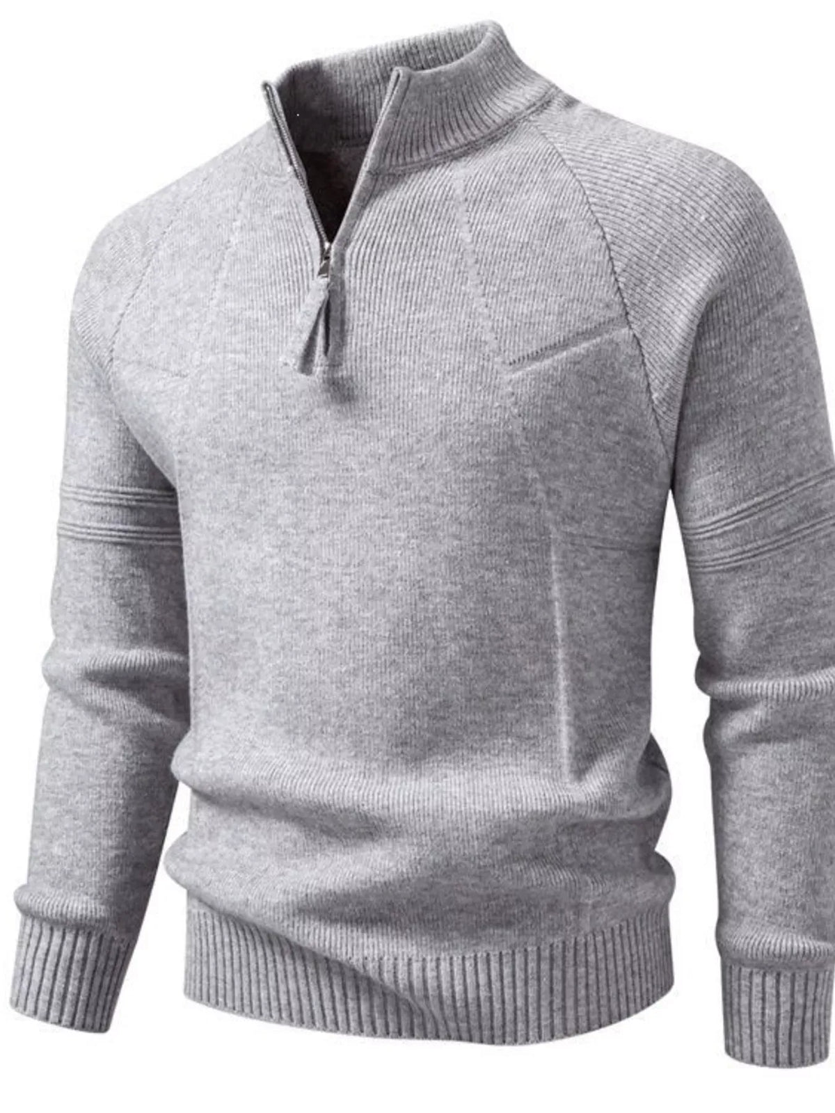 Men's Quarter-Zip Ribbed-Knit Sweater Jonathan M Collection