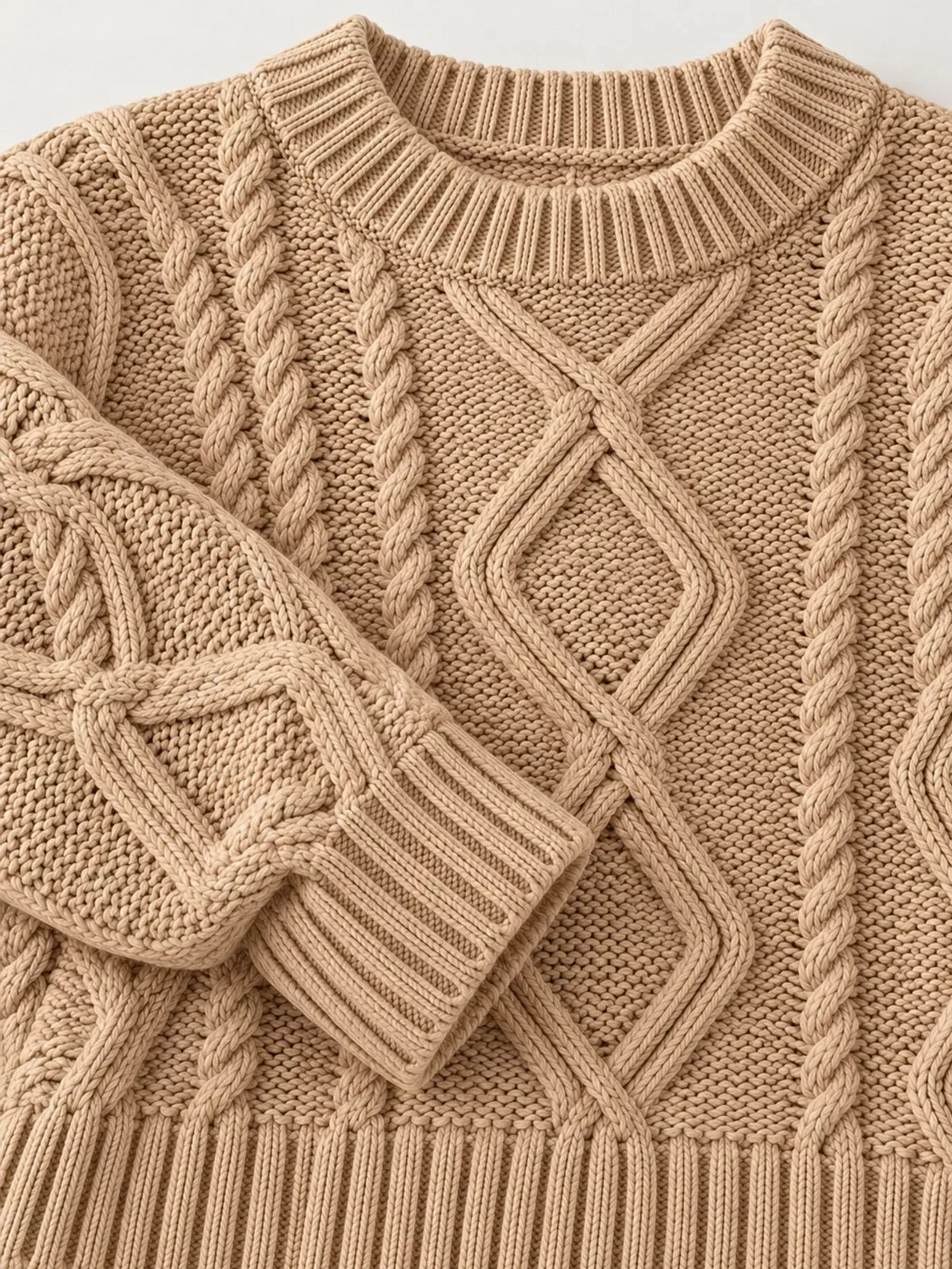 Cable-Knit Round-Neck Sweater The Nichole Collection