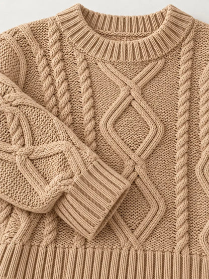 Cable-Knit Round-Neck Sweater The Nichole Collection