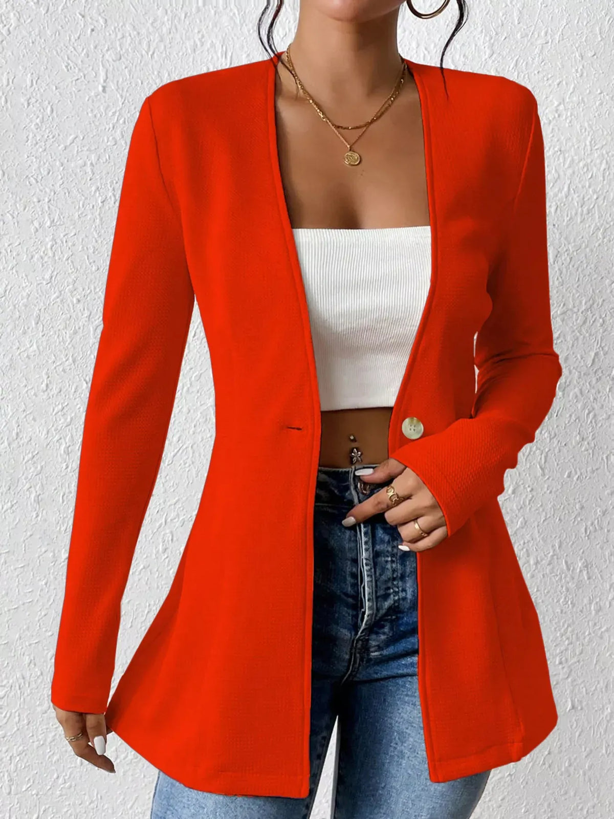 Single-Button Long-Sleeve Blazer The Nichole Collection - Official Site