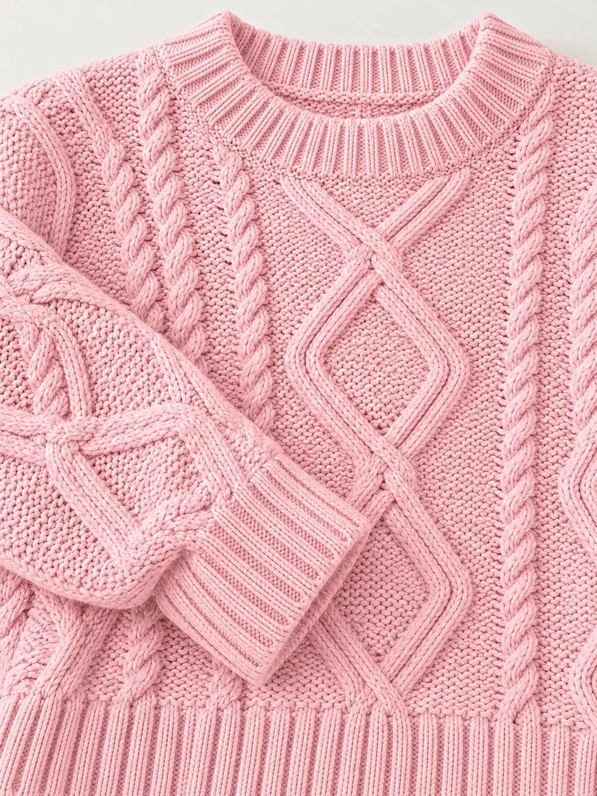 Cable-Knit Round-Neck Sweater The Nichole Collection