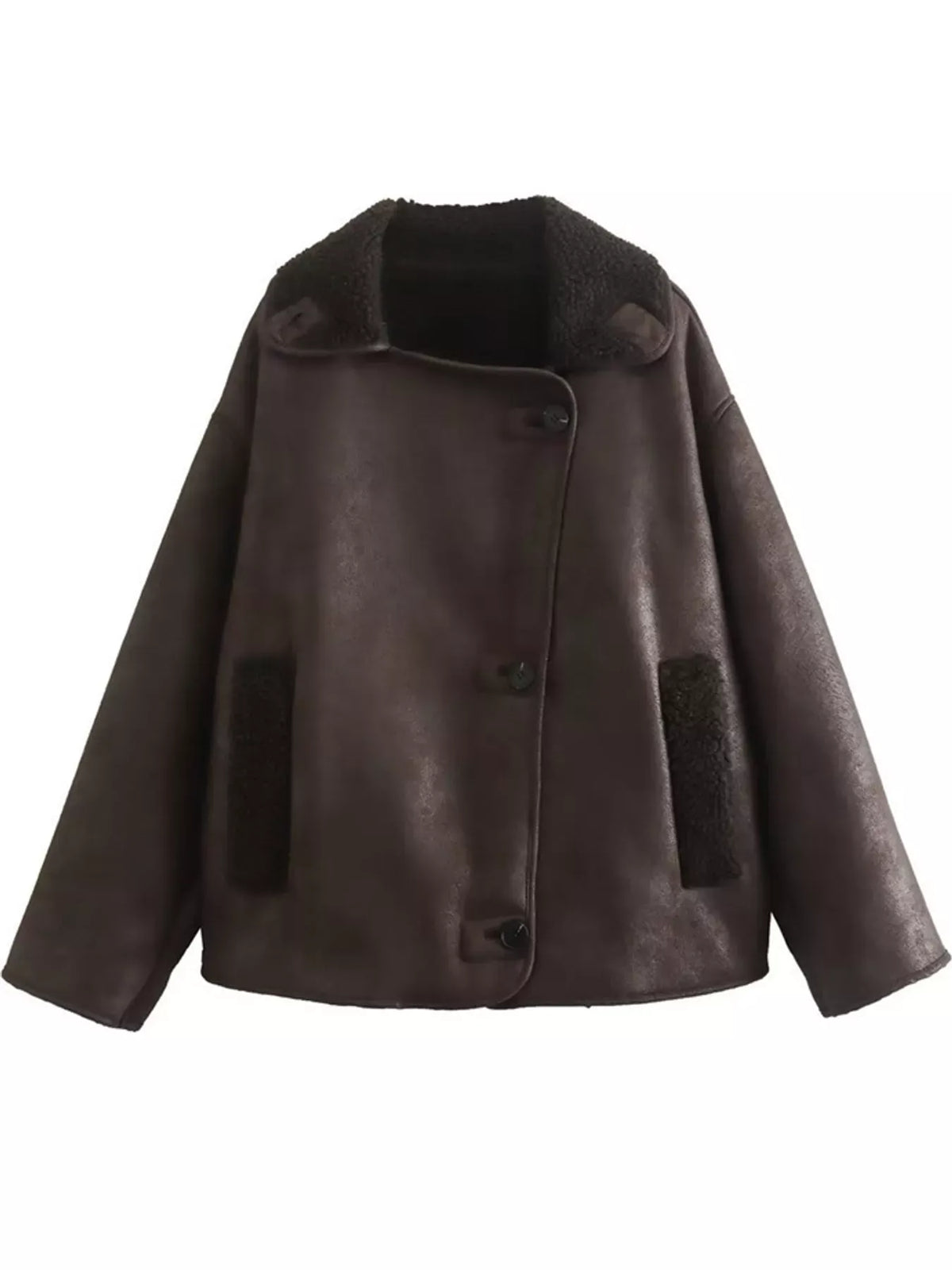 Sherpa-Collar Dropped-Shoulder Jacket The Nichole Collection