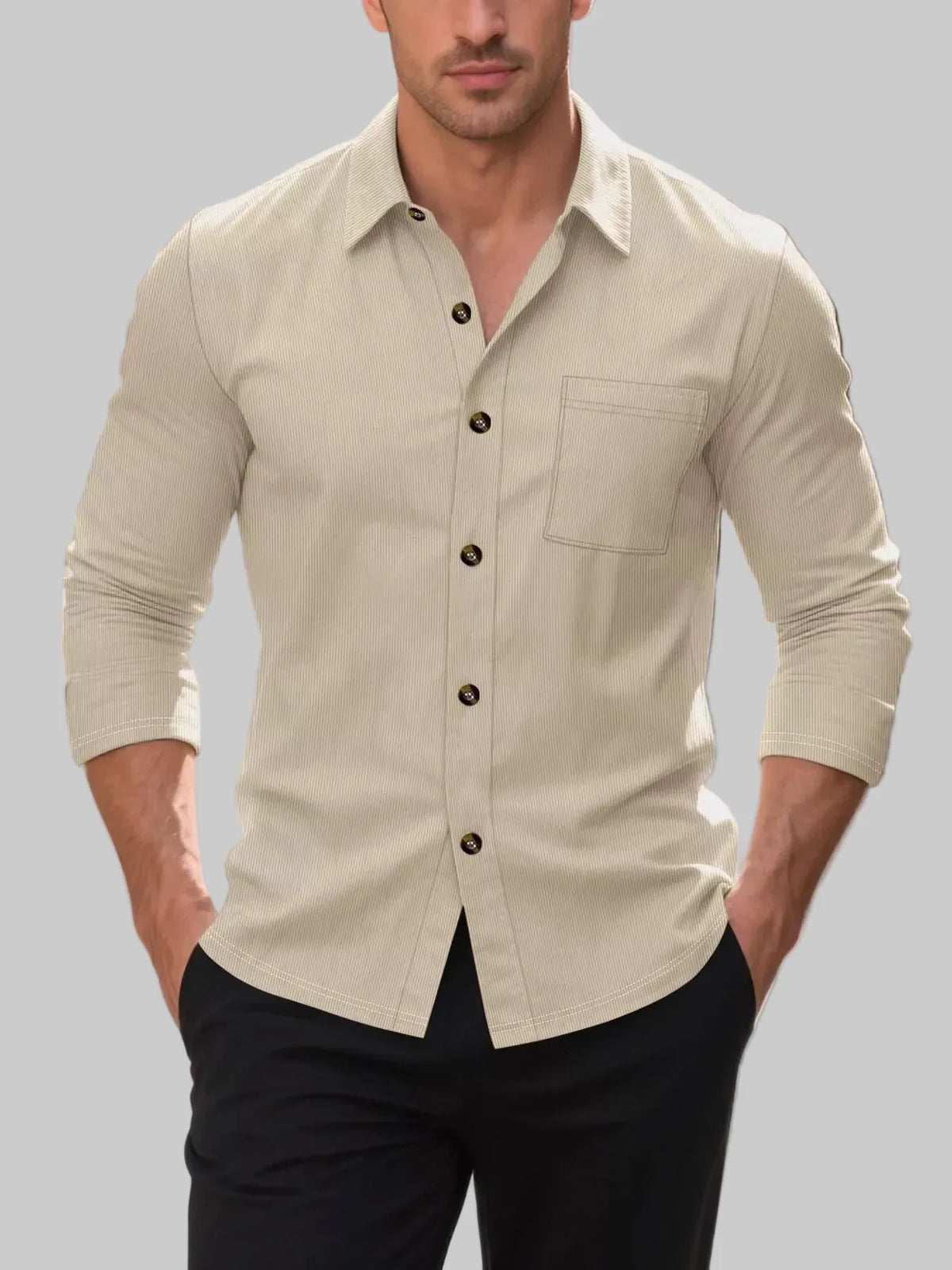 Men's Casual Button-Up Long-Sleeve Shirt The Nichole Collection