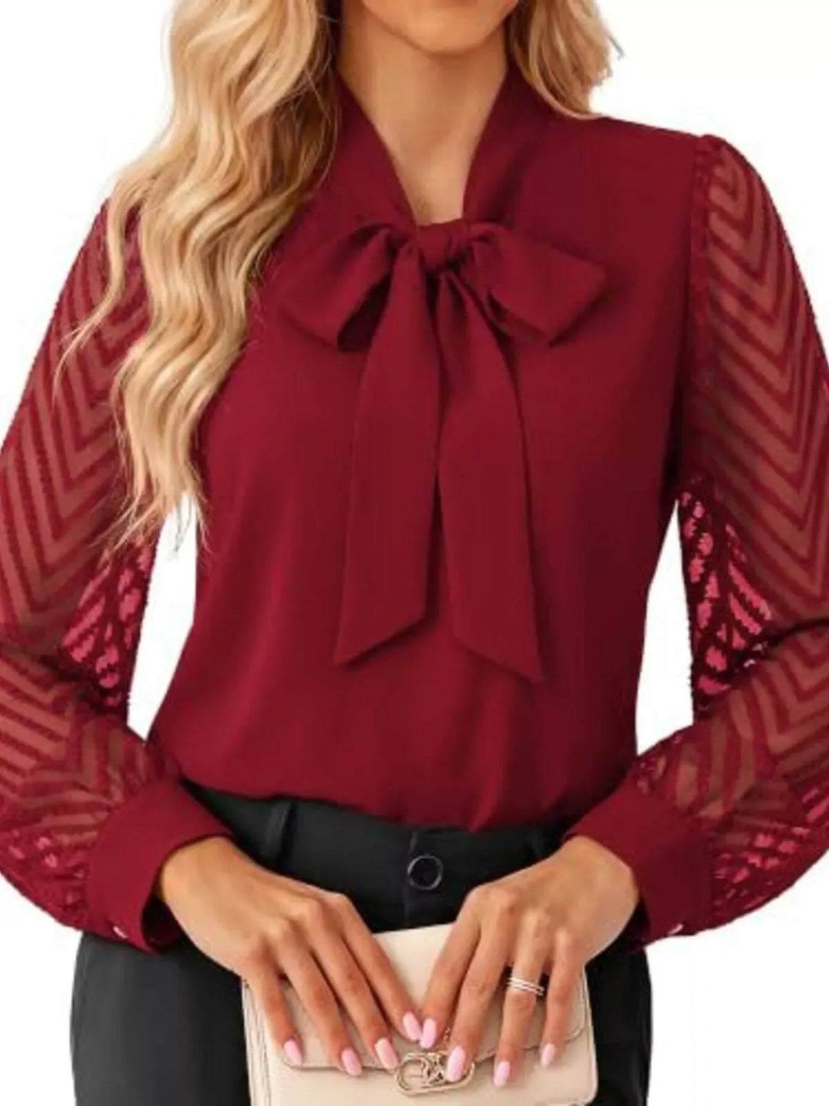 CELINE SHEER CHEVRON BLOUSE The Nichole Collection - Official Site