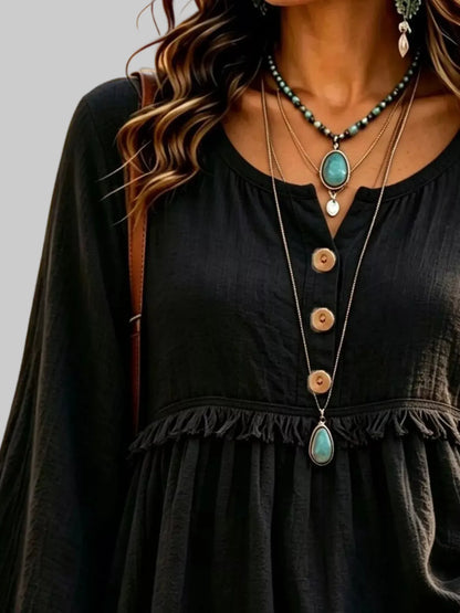 BUTTON-DOWN FRINGE BLOUSE The Nichole Collection - Official Site