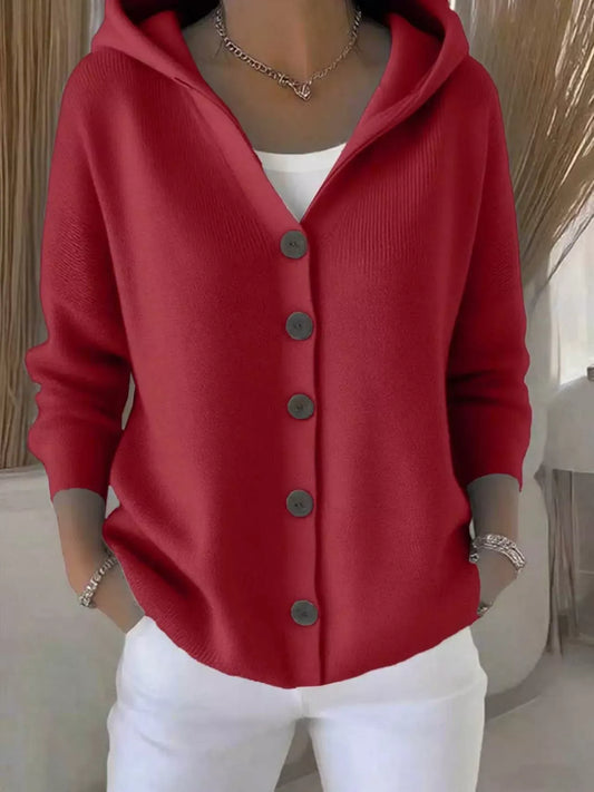 Hooded Button-Front Soft Knit Cardigan | The Nichole Collection