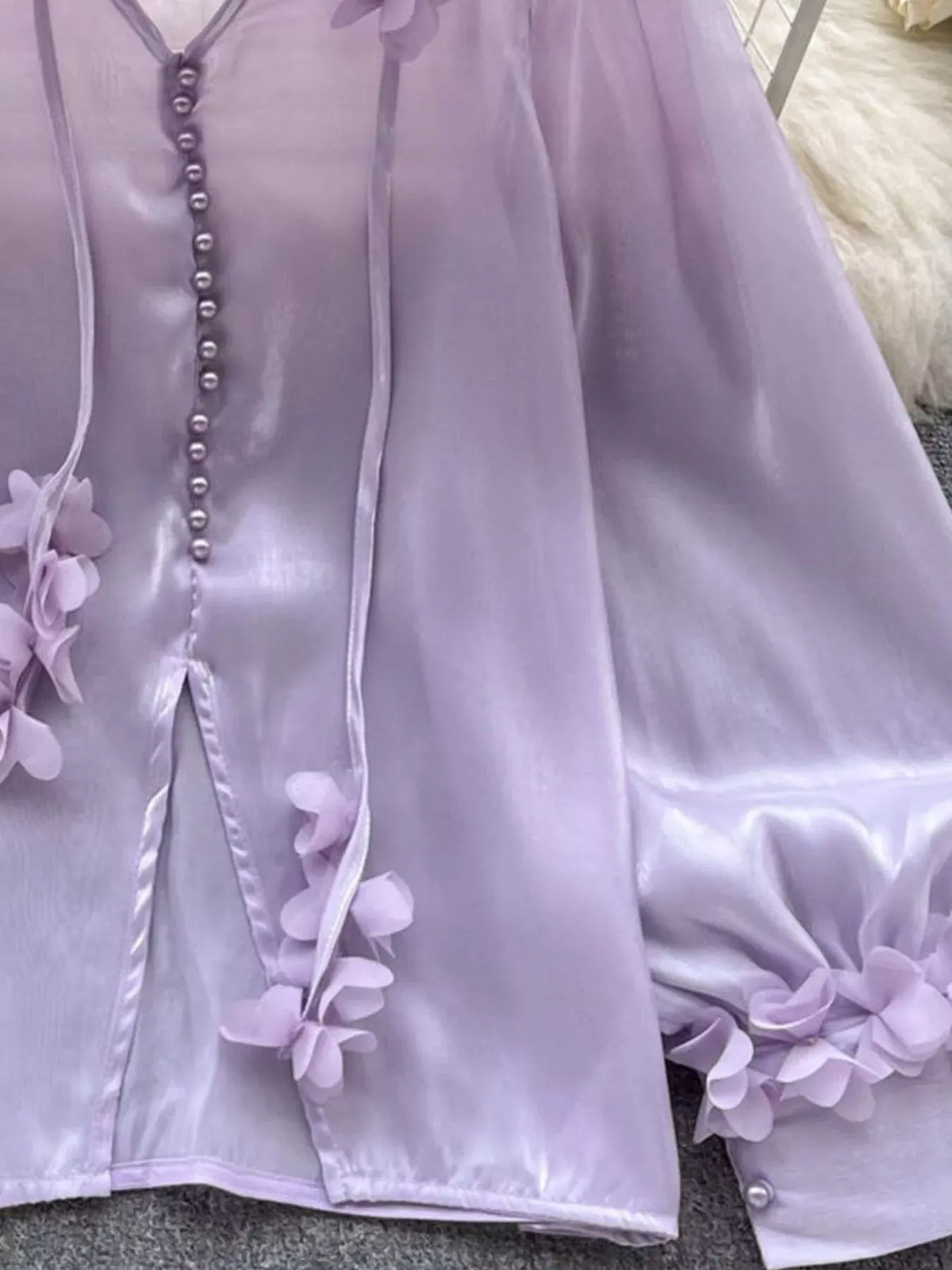 Sheer Floral-Embellished Shirt The Nichole Collection