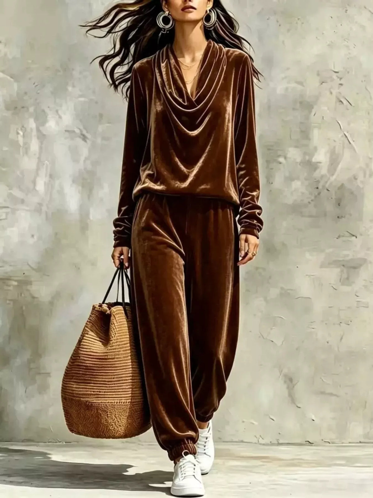 Velvet Cowl-Neck Top & Jogger Pants Set The Nichole Collection - Official Site