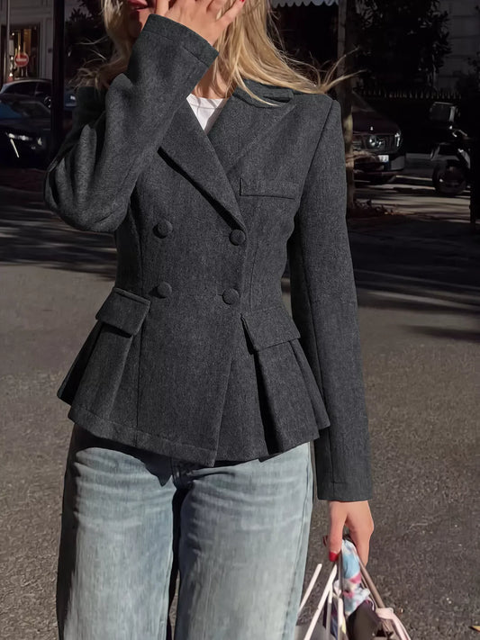 Double-Breasted Peplum Blazer The Nichole Collection