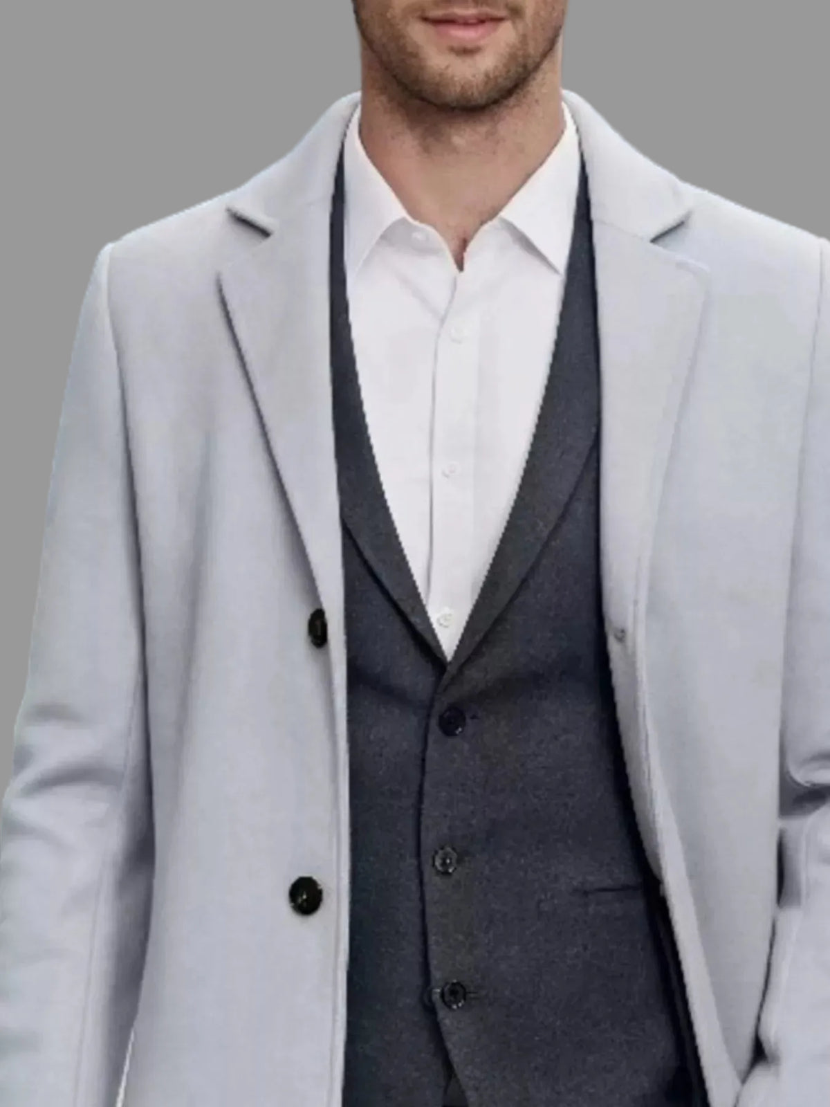 Men's Slim-Fit Lapel-Collar Overcoat Jonathan M Collection