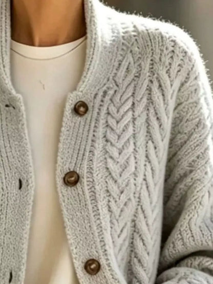 Cable-Knit Button-Down Long Cardigan The Nichole Collection