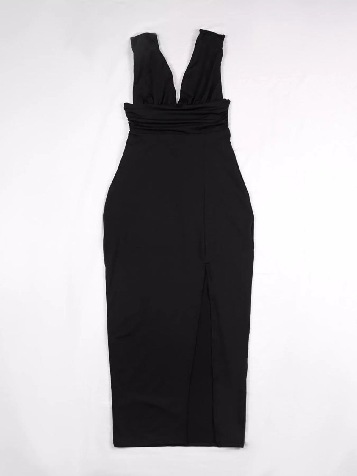 Sleeveless Deep V-Neck Ruched High-Slit Bodycon Dress The Nichole Collection - Official Site