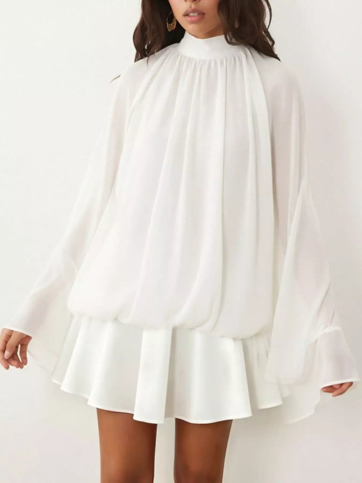 Tie-Back Layered Flare-Sleeve Mini Dress The Nichole Collection - Official Site