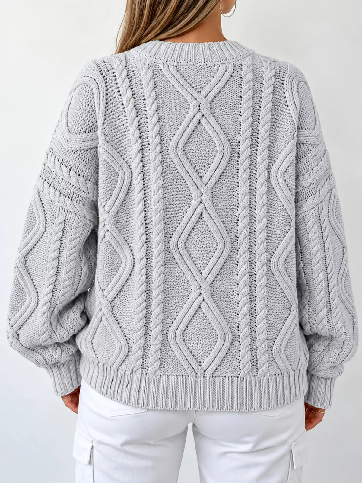 Cable-Knit Round-Neck Sweater The Nichole Collection