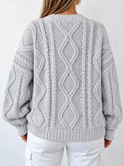 Cable-Knit Round-Neck Sweater The Nichole Collection