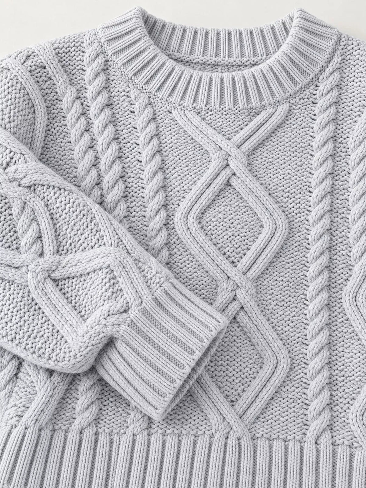 Cable-Knit Round-Neck Sweater The Nichole Collection