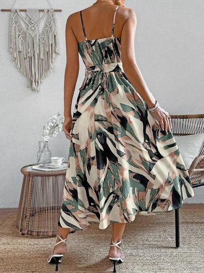 Abstract Print Tie Waist Cami Dress The Nichole Collection - Official Site