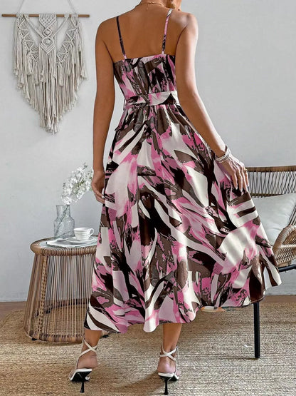Abstract Print Tie Waist Cami Dress The Nichole Collection - Official Site