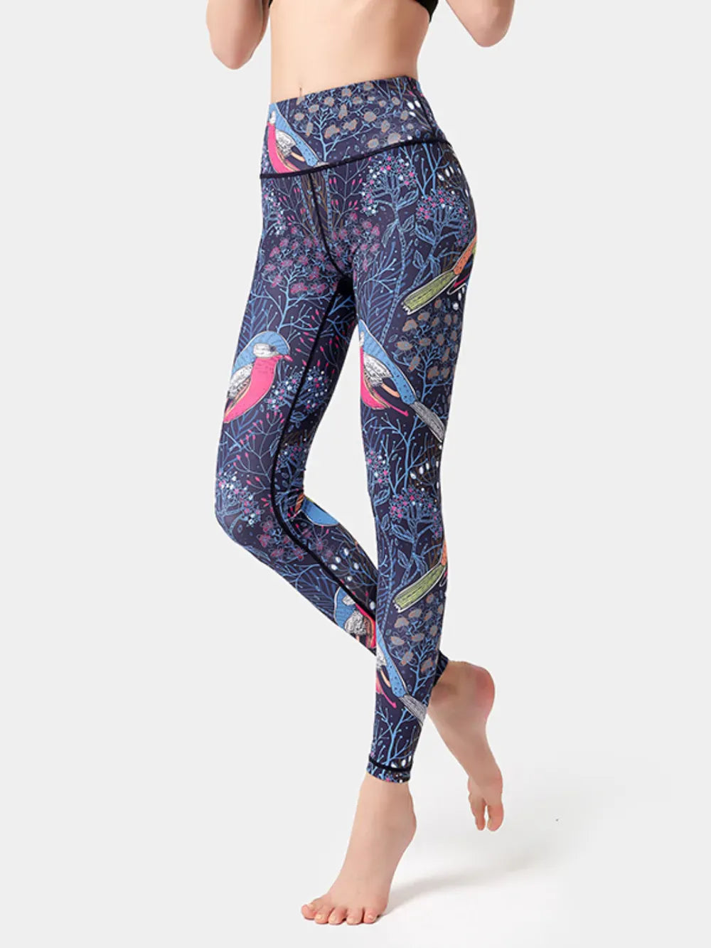 Abstract Printed High Waist Tummy Control Activewear Leggings Fuchsia Pink / S The Nichole Collection