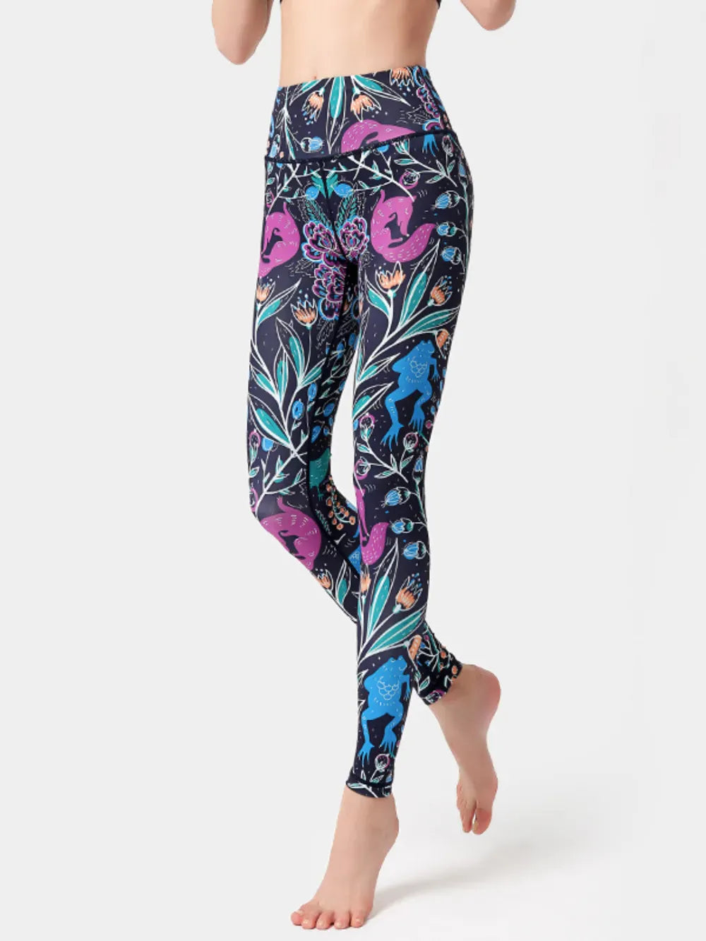 Abstract Printed High Waist Tummy Control Activewear Leggings Purple / S The Nichole Collection