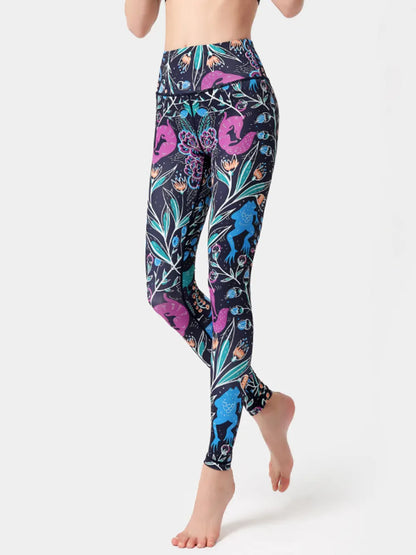 Abstract Printed High Waist Tummy Control Activewear Leggings Purple / S The Nichole Collection