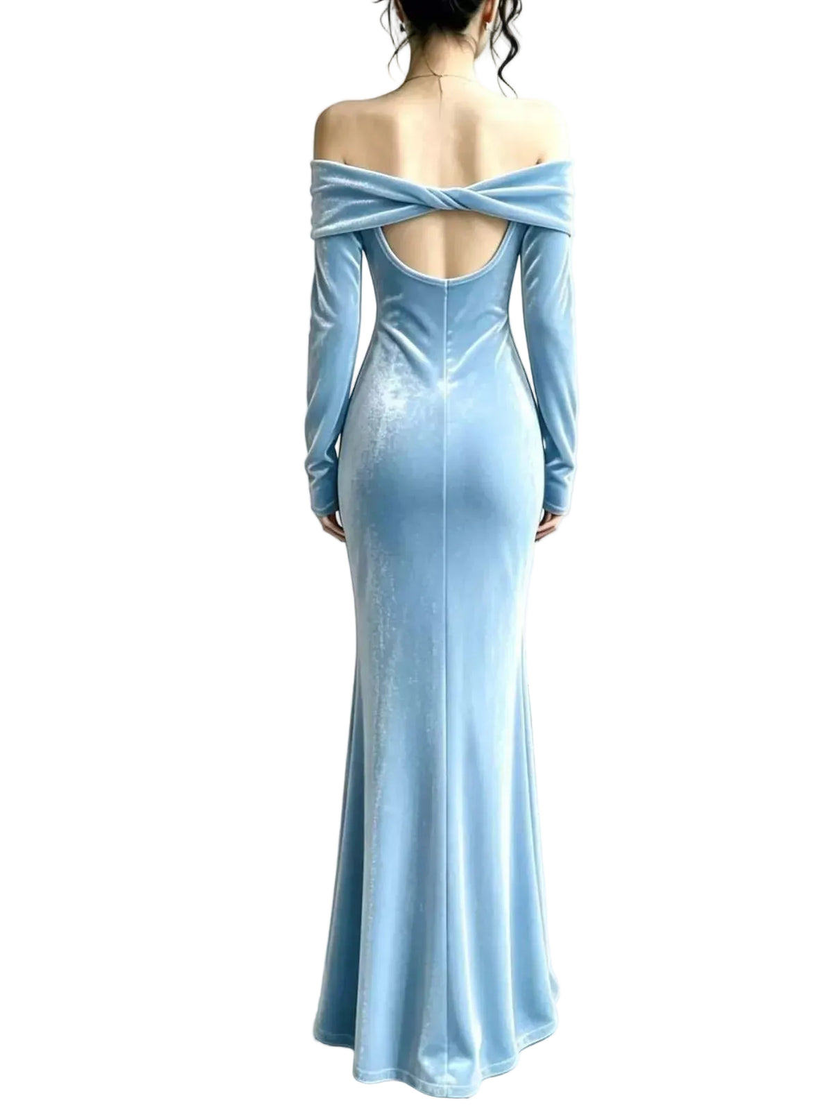Off-Shoulder Ruched Velvet Mermaid Maxi Dress The Nichole Collection - Official Site