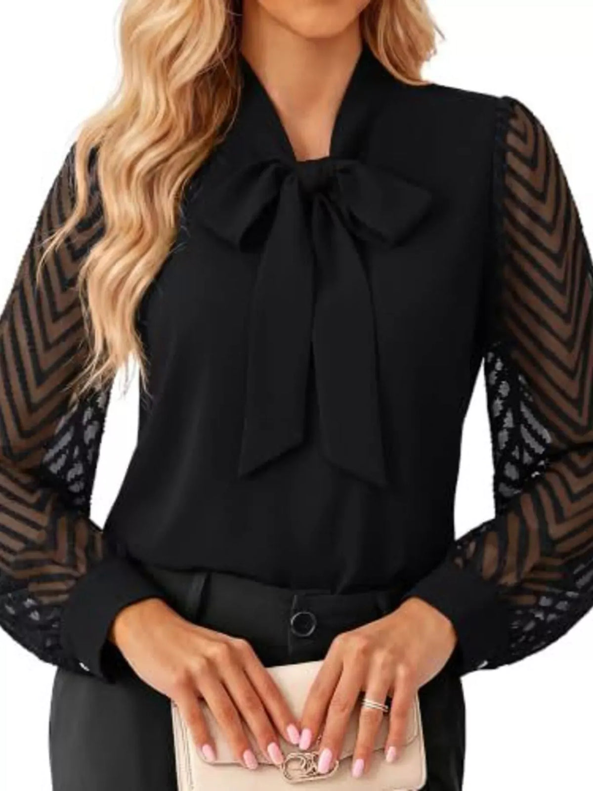 CELINE SHEER CHEVRON BLOUSE The Nichole Collection - Official Site