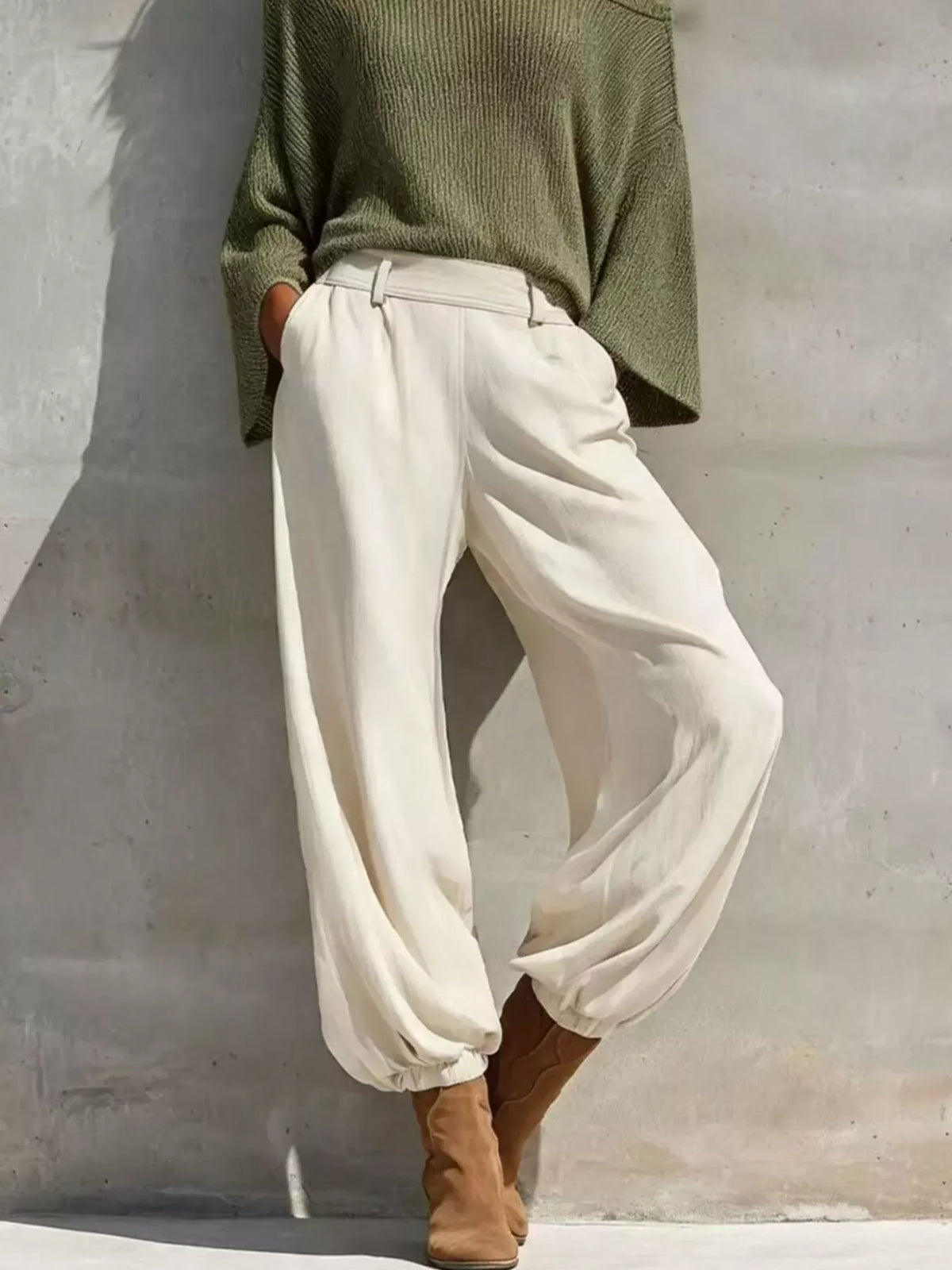 ONE-SHOULDER KNIT TOP & HIGH-WAIST PANTS SET The Nichole Collection - Official Site