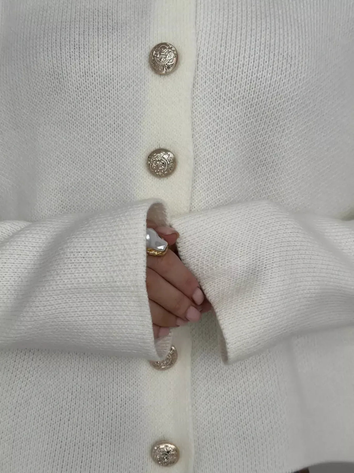Decorative-Button Crew-Neck Knit Cardigan The Nichole Collection - Official Site