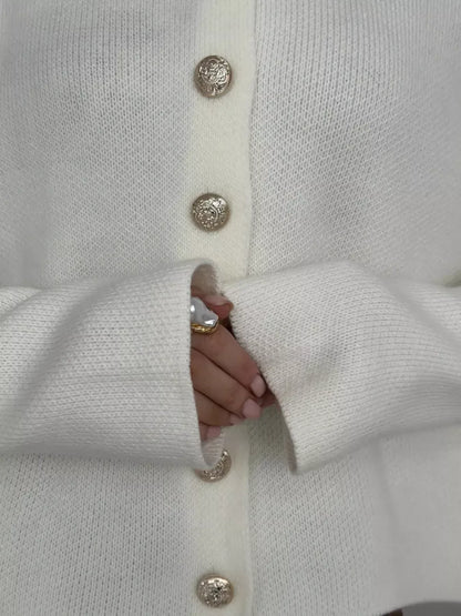 Decorative-Button Crew-Neck Knit Cardigan The Nichole Collection - Official Site