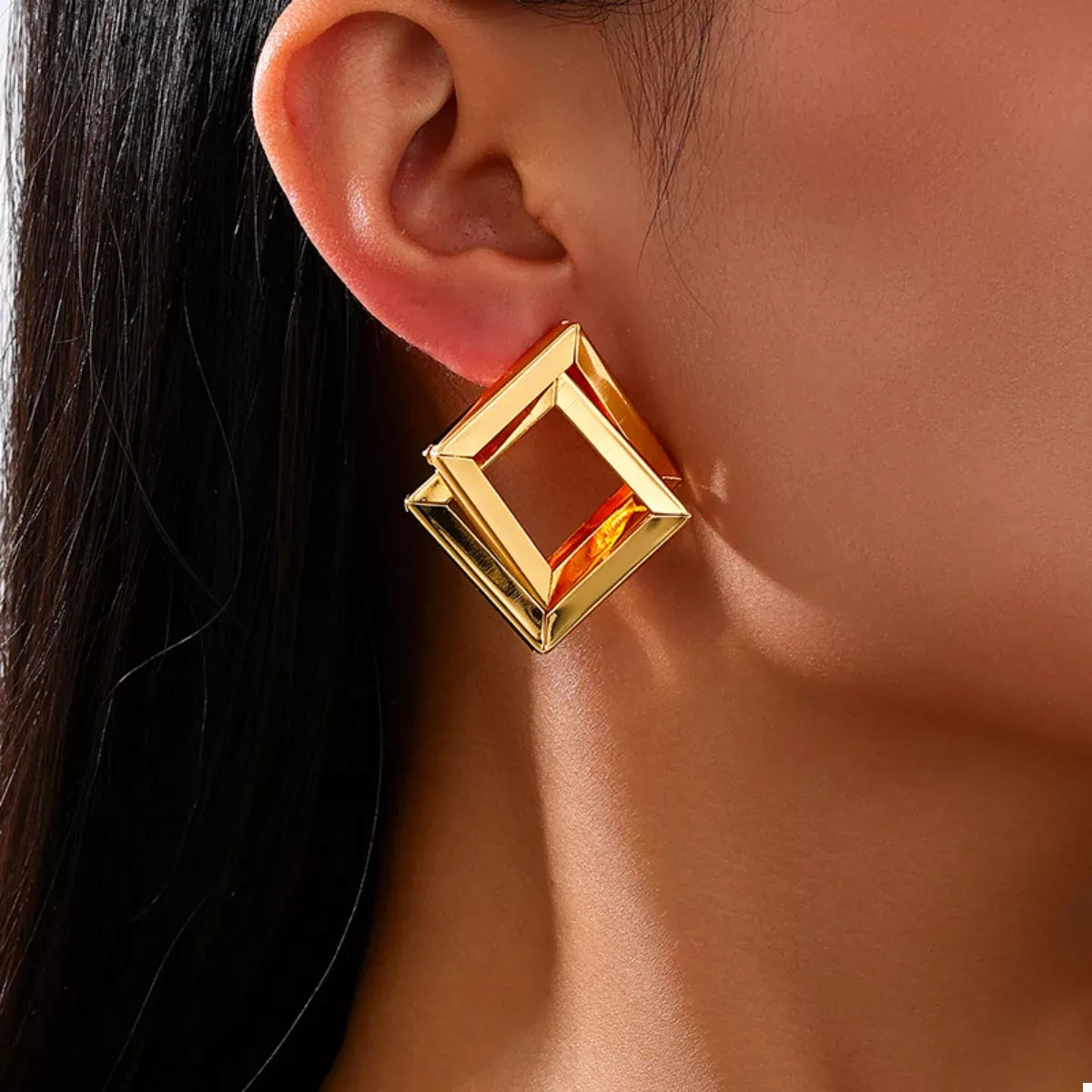 CHELSEA OPEN-SQUARE SCULPTURED EARRINGS The Nichole Collection - Official Site