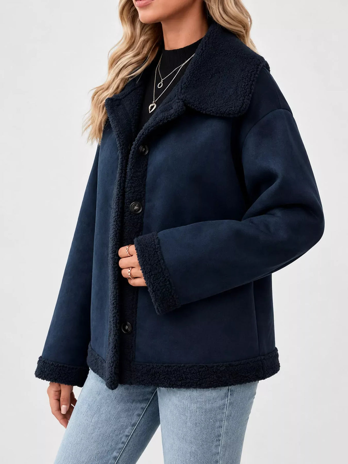 Cashmere-Blend Suede Sherpa Jacket The Nichole Collection