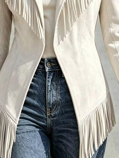 Western Fringe Open-Front Lapel Jacket The Nichole Collection - Official Site