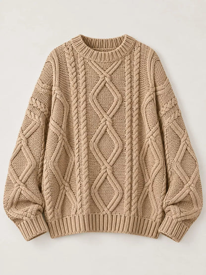 Cable-Knit Round-Neck Sweater The Nichole Collection