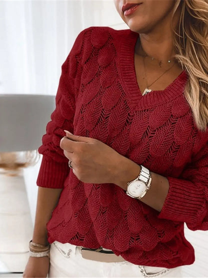 Airy Openwork V-Neck Knit Sweater The Nichole Collection - Official Site