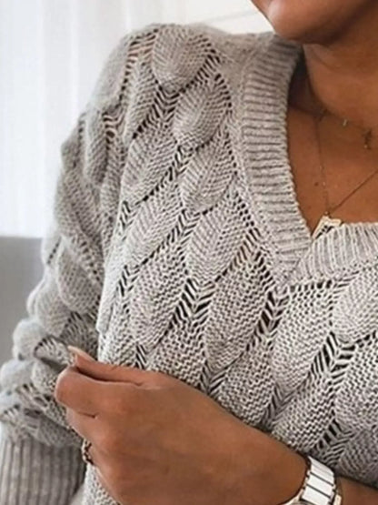 Airy Openwork V-Neck Knit Sweater The Nichole Collection - Official Site