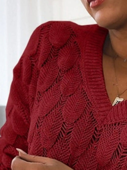Airy Openwork V-Neck Knit Sweater The Nichole Collection - Official Site