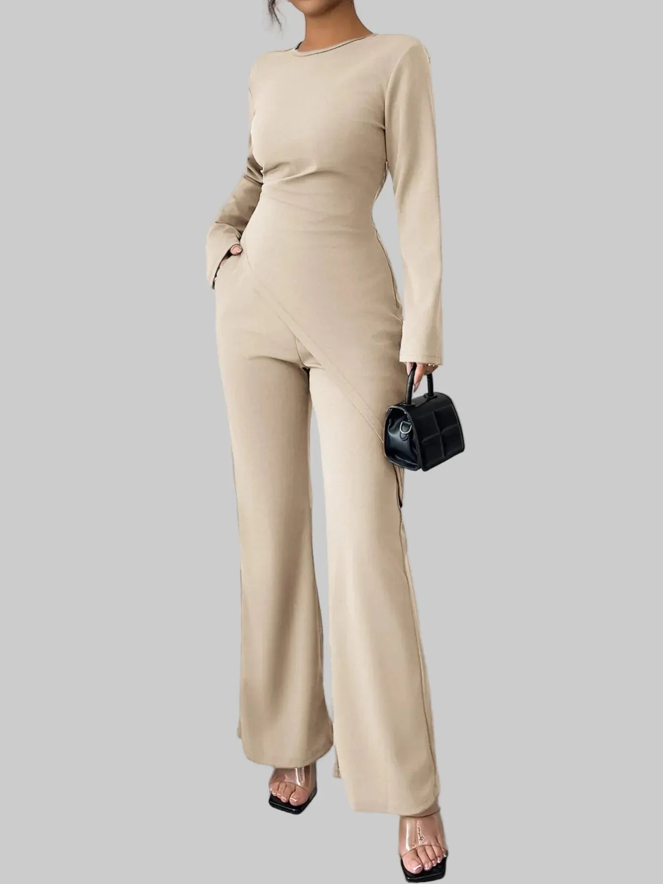 Asymmetric Long Sleeve Top and Pants Set Women's Sets The Nichole Collection