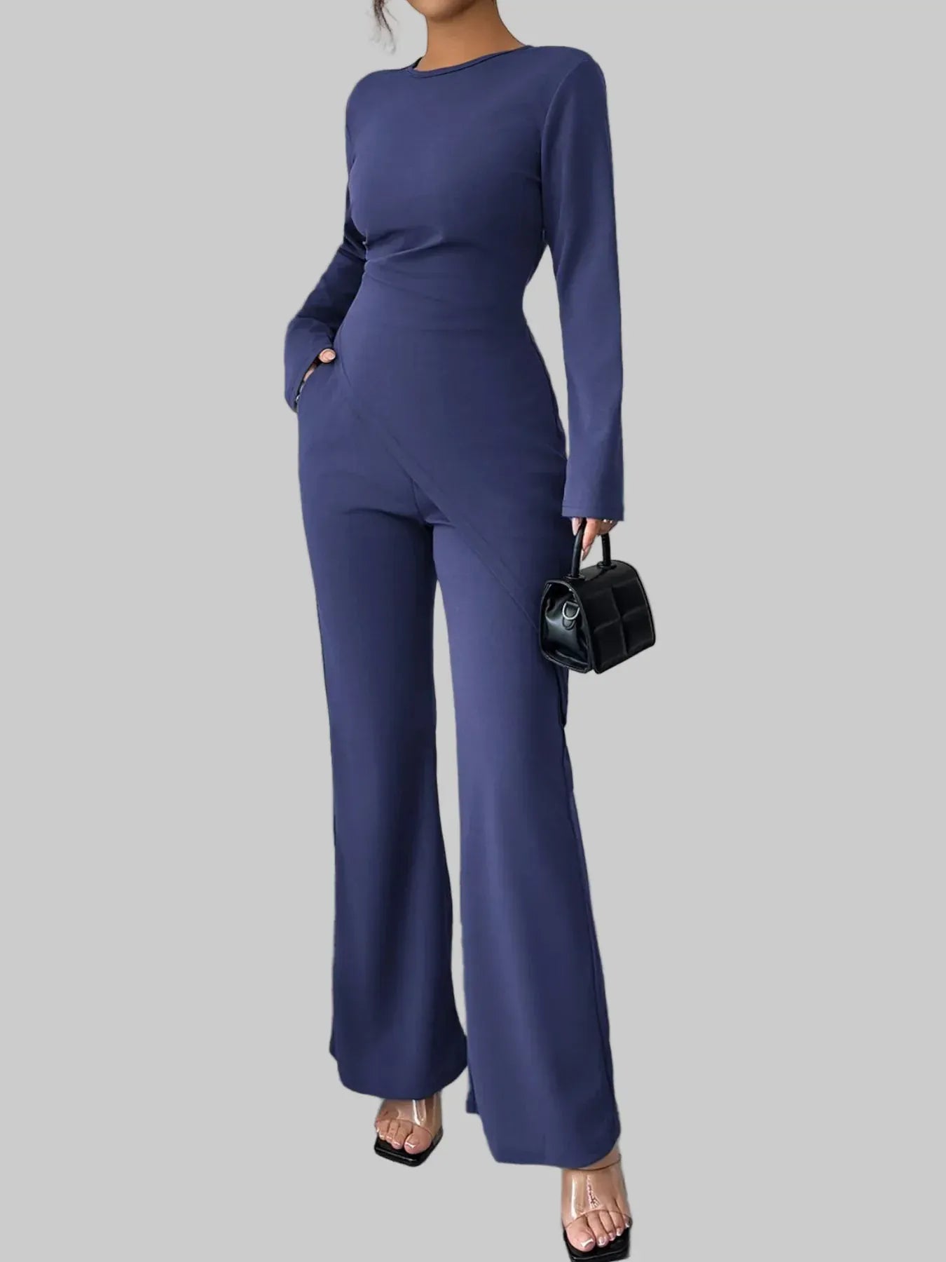 Asymmetric Long Sleeve Top and Pants Set Women's Sets The Nichole Collection