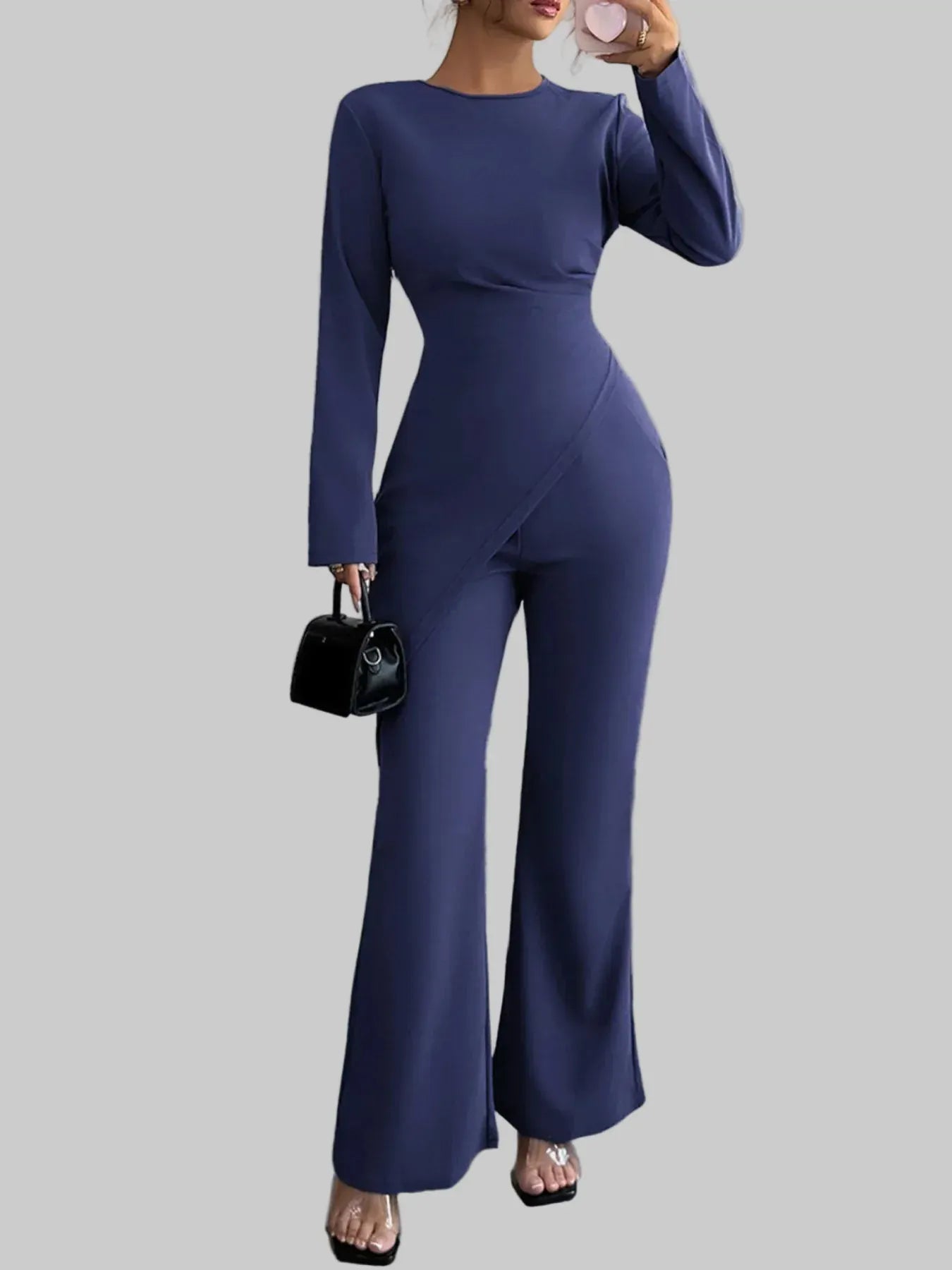 Asymmetric Long Sleeve Top and Pants Set Women's Sets The Nichole Collection