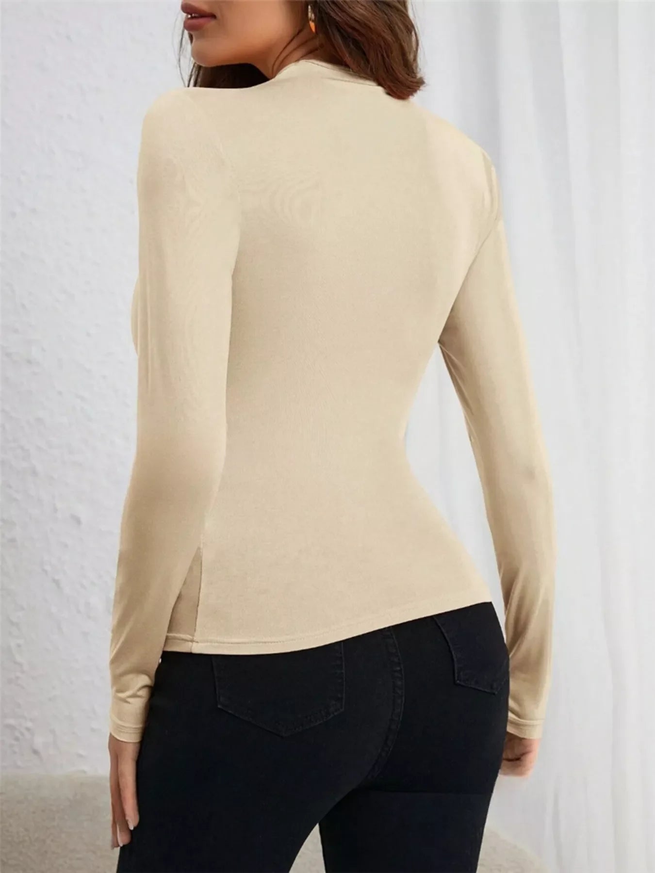 Asymmetrical Cutout Ruched Long Sleeve Top Stretch Fitted Blouse Shirts & Tops The Nichole Collection - Official Site